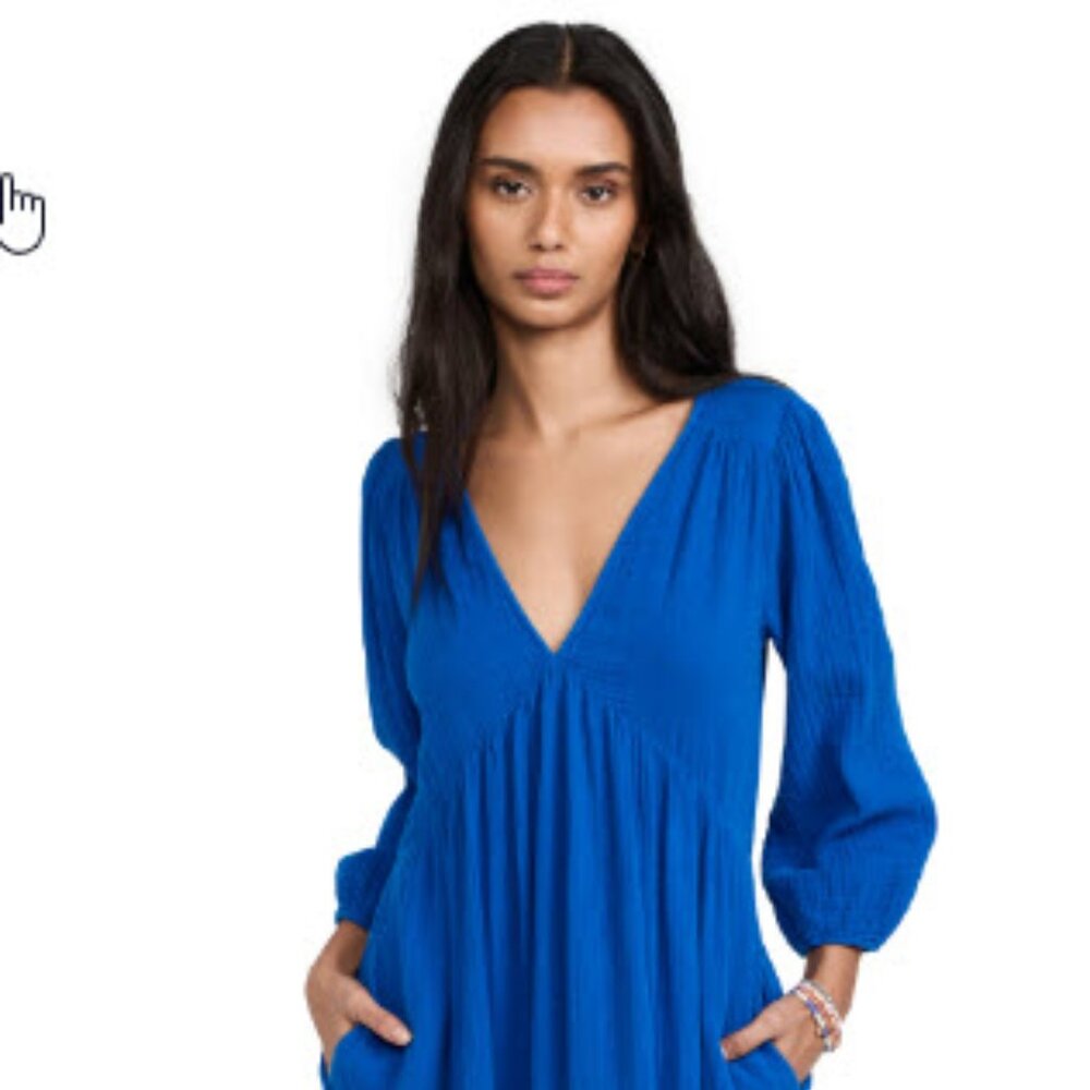 Xirena Vibrant Blue Ella Long Sleeve Maxi Dress - Size Large